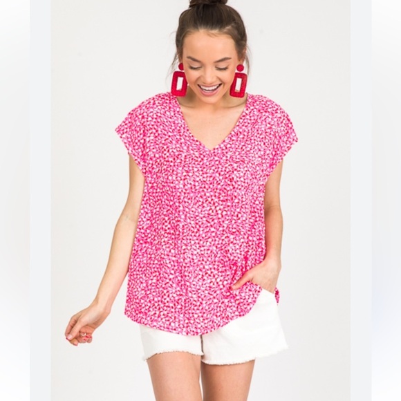 Jodifl Marley Hot Pink Printed Blouse - Picture 3 of 7